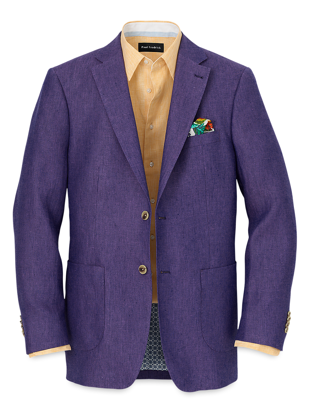 Linen Single Breasted Notch Lapel Sport Coat Purple Paul Fredrick