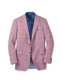 Wool Windowpane Single Breasted Notch Lapel Sport Coat - Pink/blue