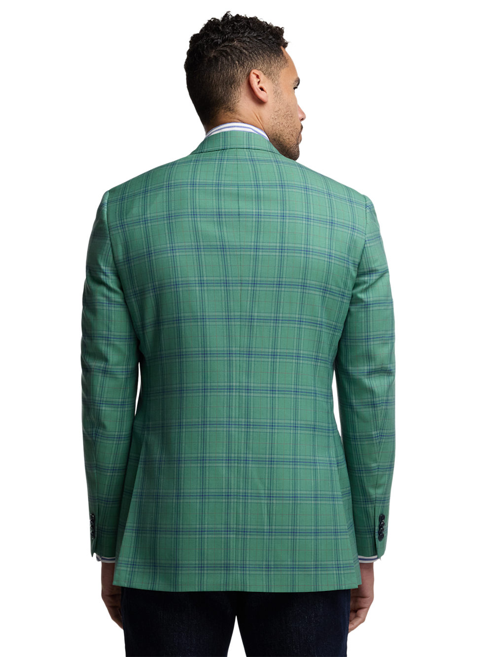 Alternate Image of Wool Blend Plaid Single Breasted Notch Lapel Sport Coat-6
