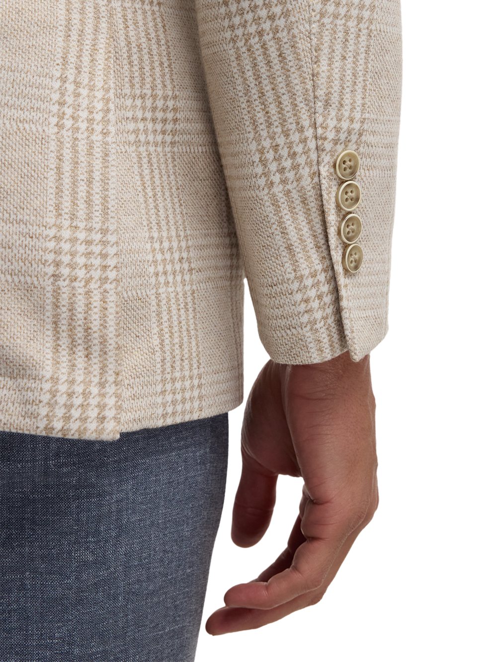 Alternate Image of Cotton Blend Plaid Single Breasted Notch Lapel Knit Sport Coat-2