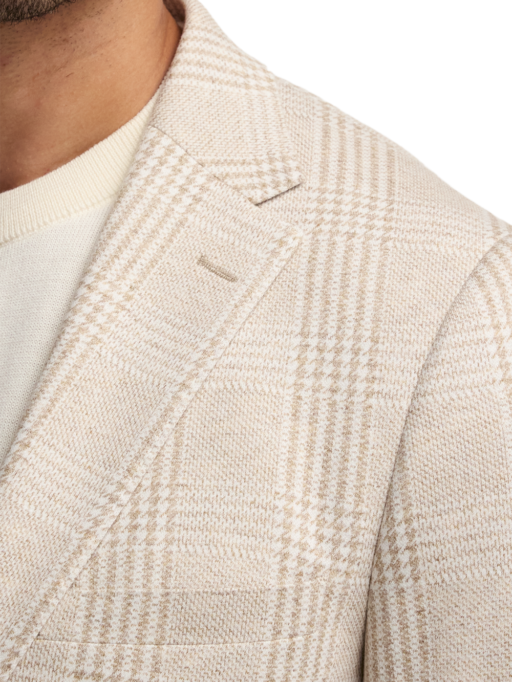 Alternate Image of Cotton Blend Plaid Single Breasted Notch Lapel Knit Sport Coat-5