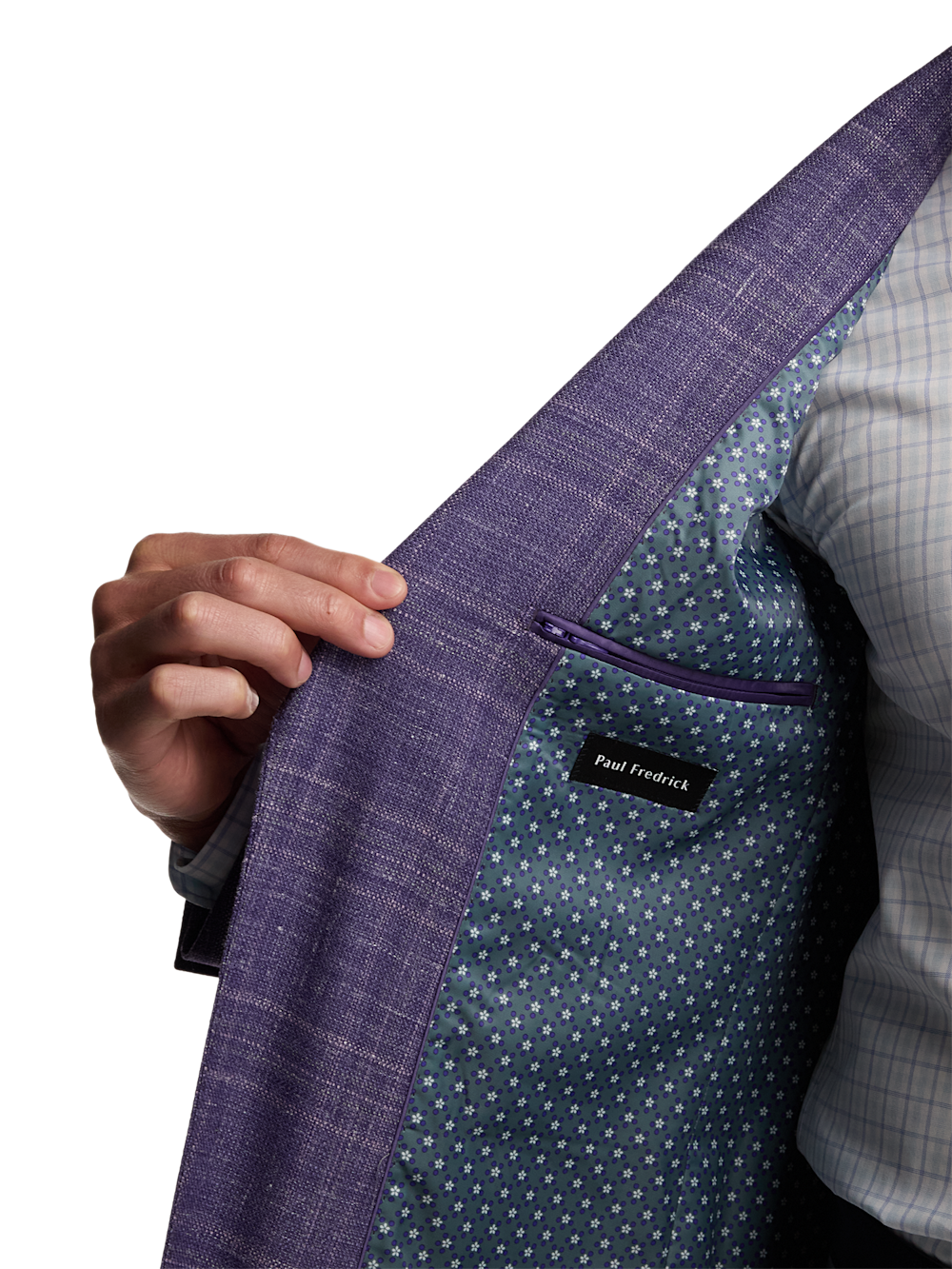 Alternate Image of Wool Blend Plaid Single Breasted Notch Lapel Knit Sport Coat-3