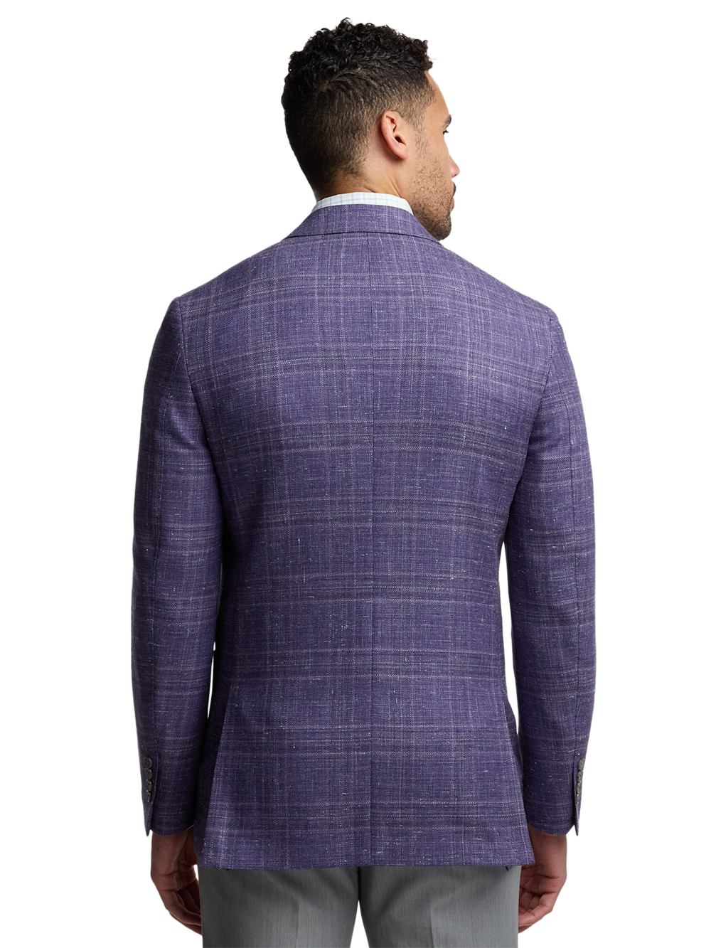 Alternate Image of Wool Blend Plaid Single Breasted Notch Lapel Knit Sport Coat-6
