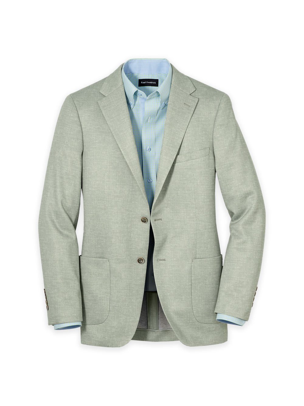 Product Image of Cotton Blend Single Breasted Notch Lapel Knit Sport Coat-Light Green