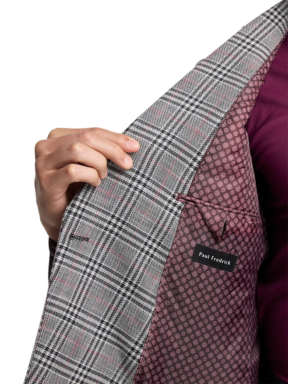 Alternate Image of Black White Cotton Blend Plaid Double Breasted Peak Lapel Sport Coat-3