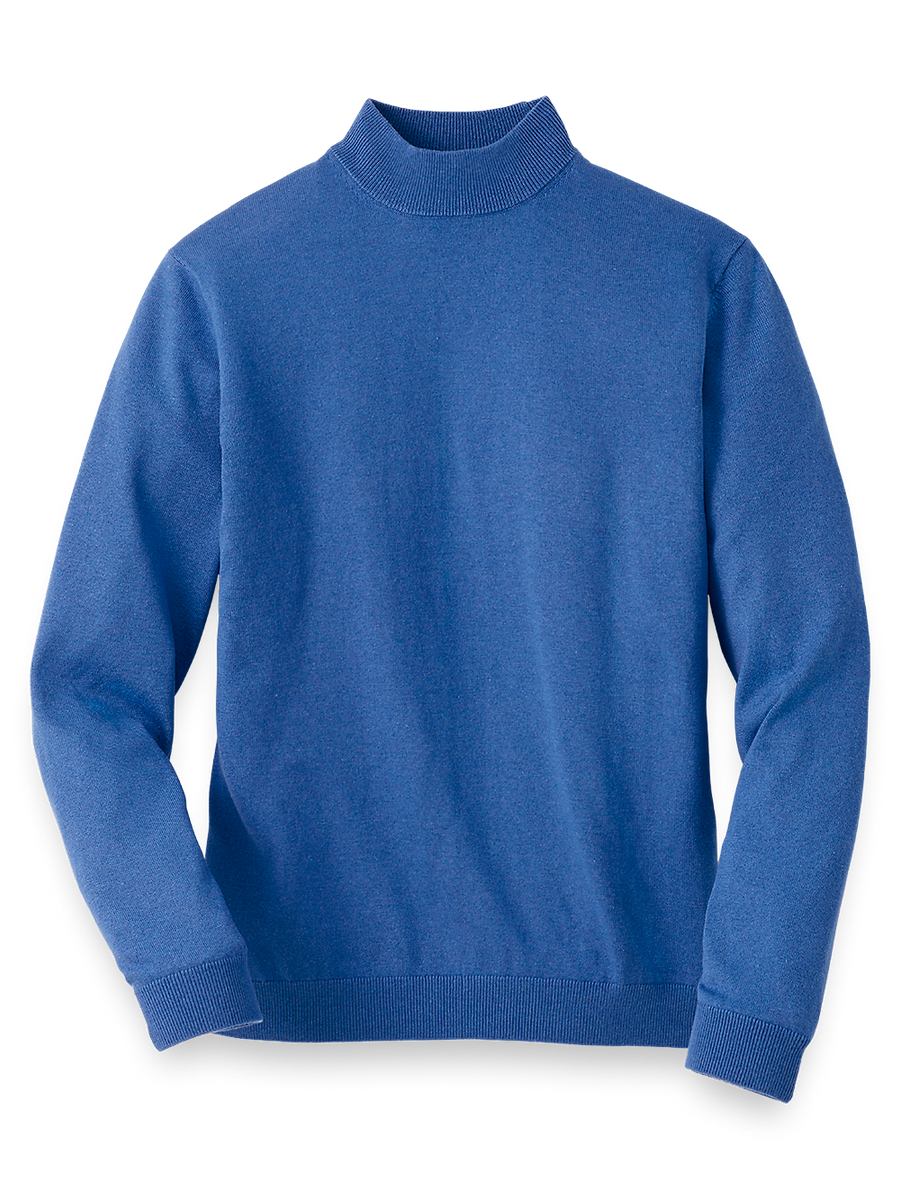 Silk Cotton And Cashmere Mock Neck Sweater - Cobalt – Paul Fredrick