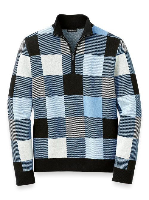 Cotton Quarter Zip Mock Neck Sweater - Multi – Paul Fredrick