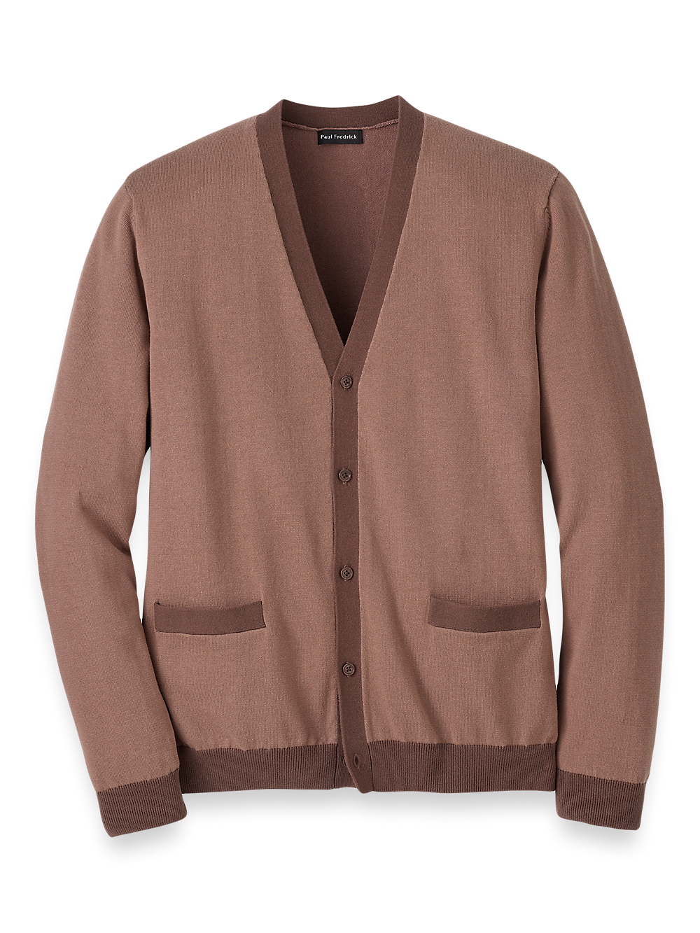 Cardigan Sweaters Brown V Neck Cardigan Cotton Button Front V-neck