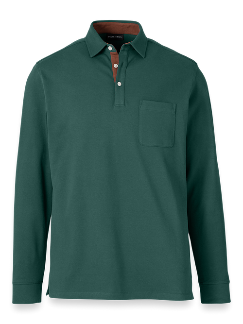 たけし　AURALEE COTTON PIQUE POLO 3 AURALEE: Green Pima Cotton Heavy Pique Polo | SSENSE