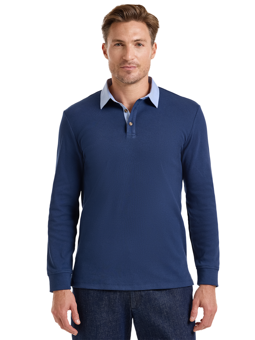 Alternate Shot of Men's Navy Solid Knitwear  - 1