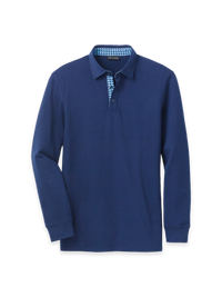 Cotton Blend Three Button Polo - Navy