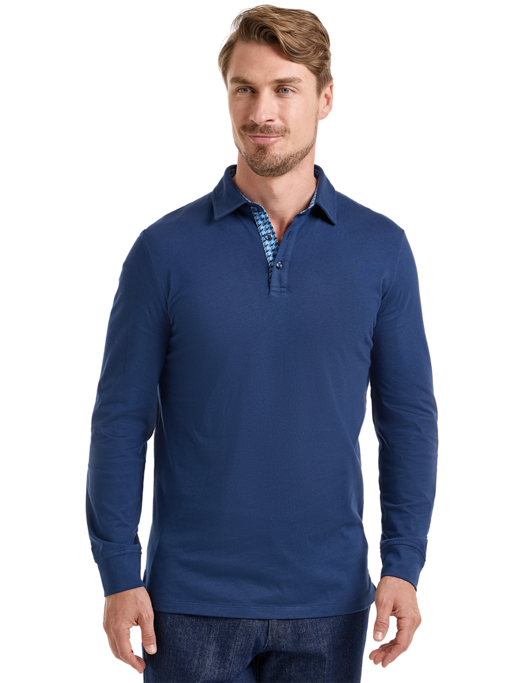 Alternate Shot of Men's Navy Solid Knitwear  - 1