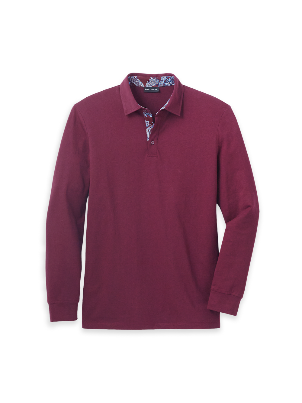 Product Image of Cotton Blend Three Button Polo-Burgundy
