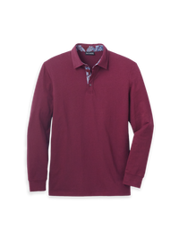 Cotton Blend Three Button Polo - Burgundy