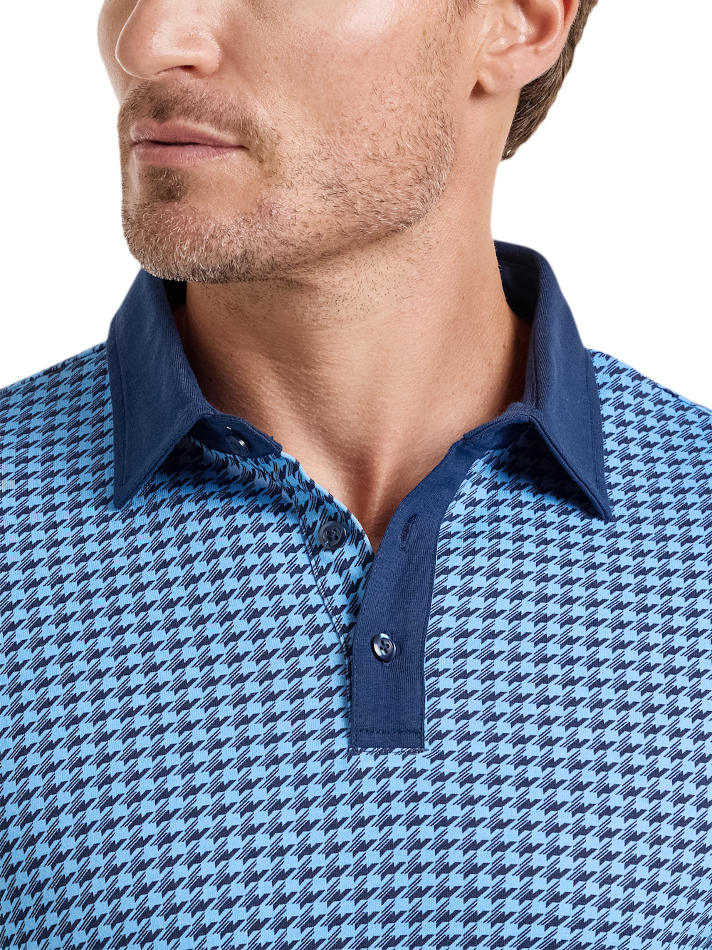 Alternate Shot of Men's Navy Houndstooth Knitwear  - 3