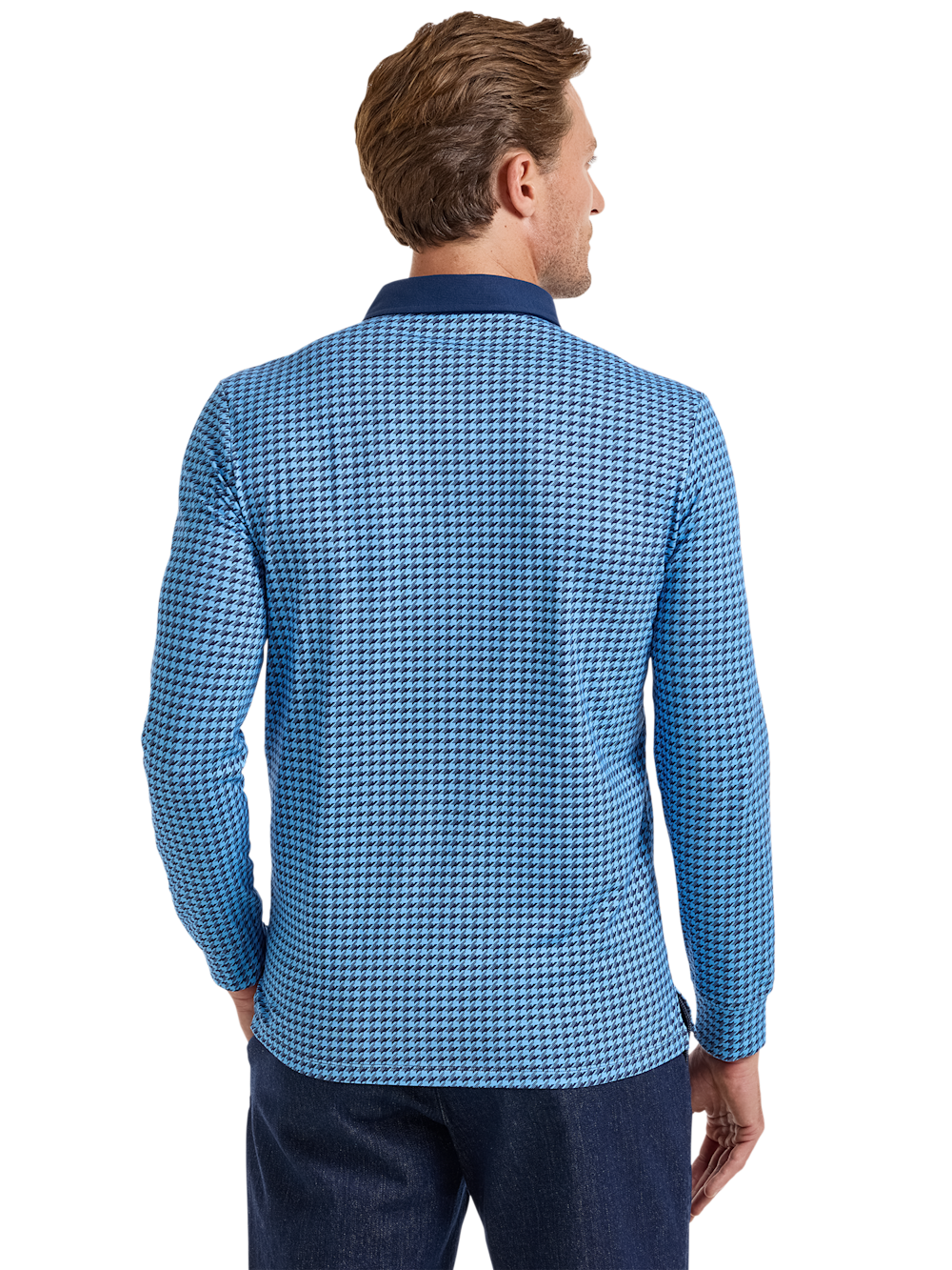 Alternate Shot of Men's Navy Houndstooth Knitwear  - 4