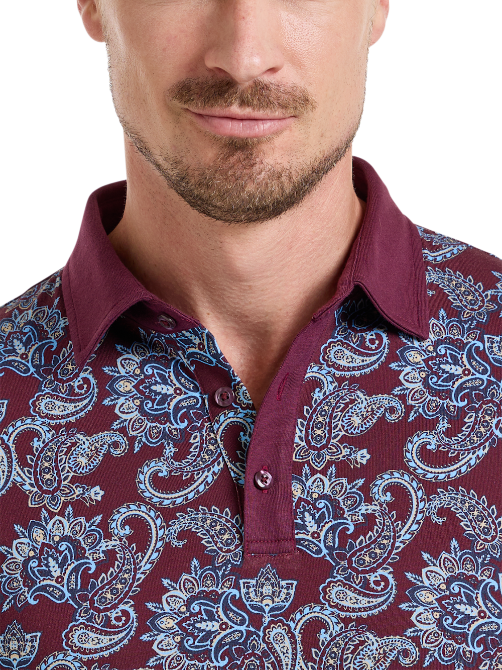Alternate Shot of Men's Burgundy Multi Paisley Knitwear  - 3