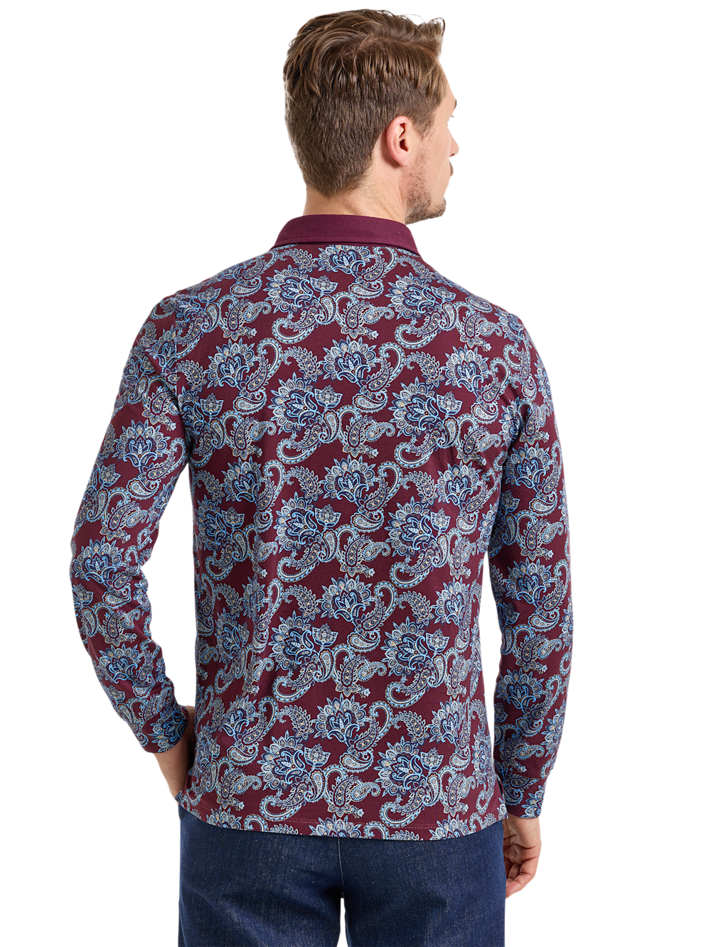 Alternate Shot of Men's Burgundy Multi Paisley Knitwear  - 4