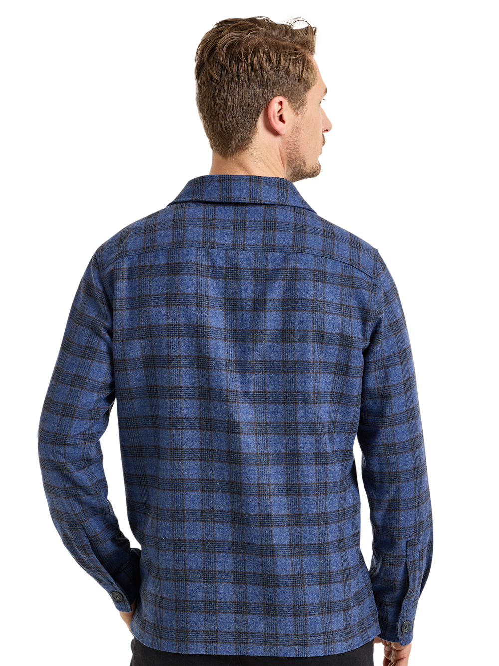 Alternate Shot of Men's Blue Multi Plaid Knitwear  - 4