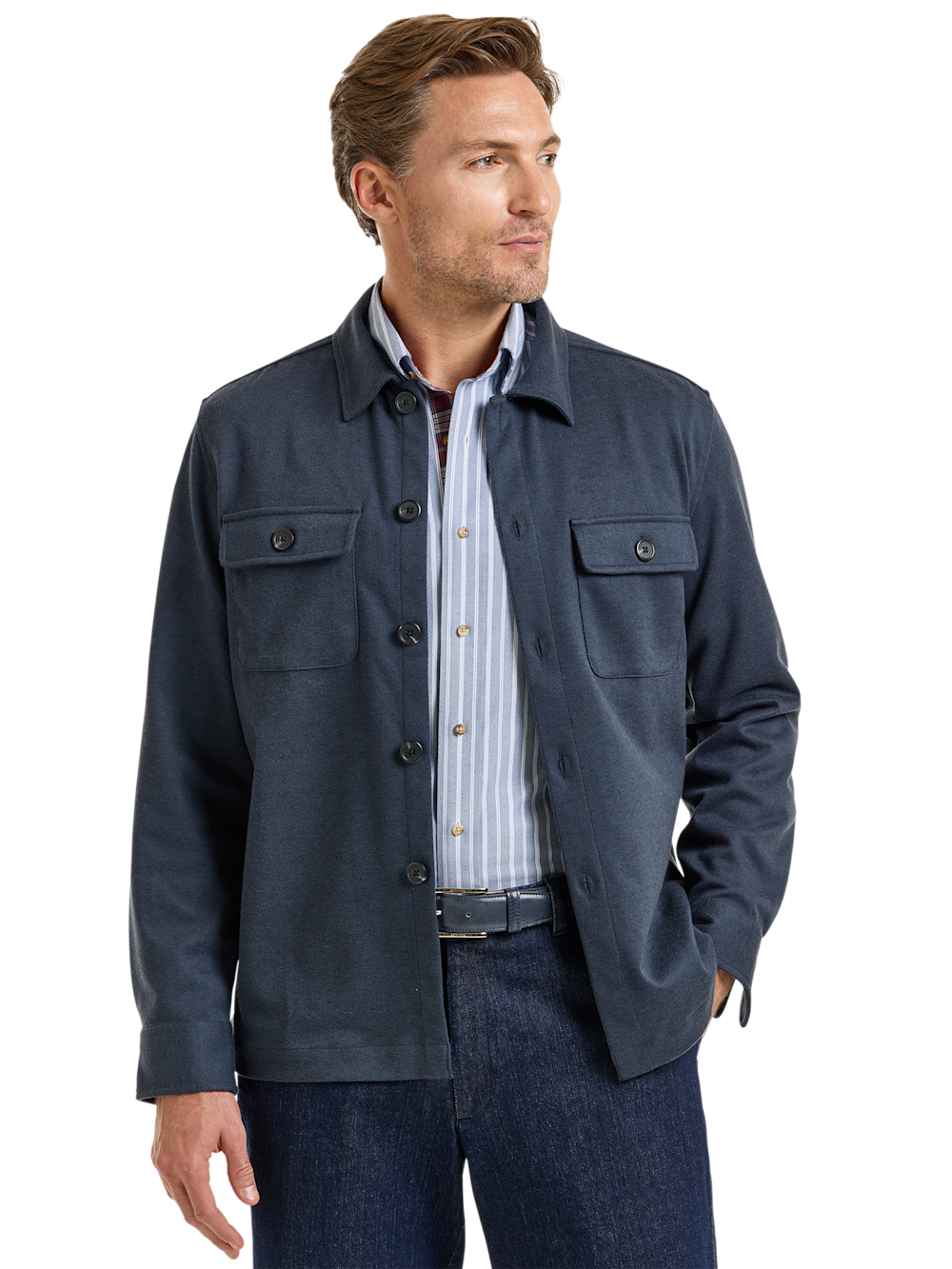 Alternate Shot of Men's Navy Herringbone Knitwear 