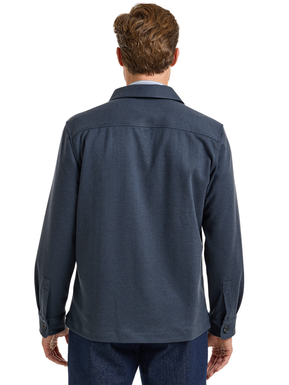 Alternate Shot of Men's Navy Herringbone Knitwear  - 4