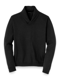 Supima Cotton Shawl Collar Sweater - Black