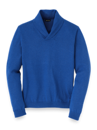Supima Cotton Shawl Collar Sweater - Blue