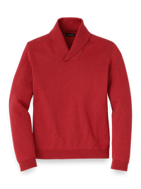 Supima Cotton Shawl Collar Sweater - Red