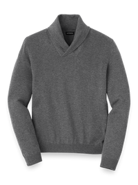 Supima Cotton Shawl Collar Sweater - Medium Grey