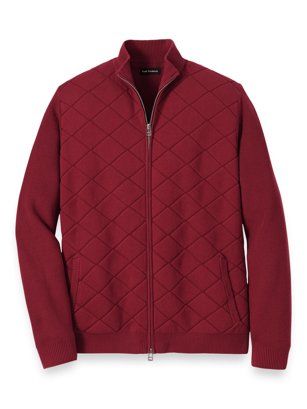 Cotton Full Zip Mock Neck Sweater - Burgundy – Paul Fredrick Cotton Full Zip Mock Neck Sweater - Burgundy – Paul Fredrick