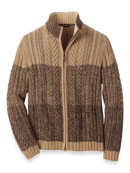 knuthmarf 試着のみfull zip cardigan brown M Beige long-sleeved cardigan in raccoon / polyamide WOMEN