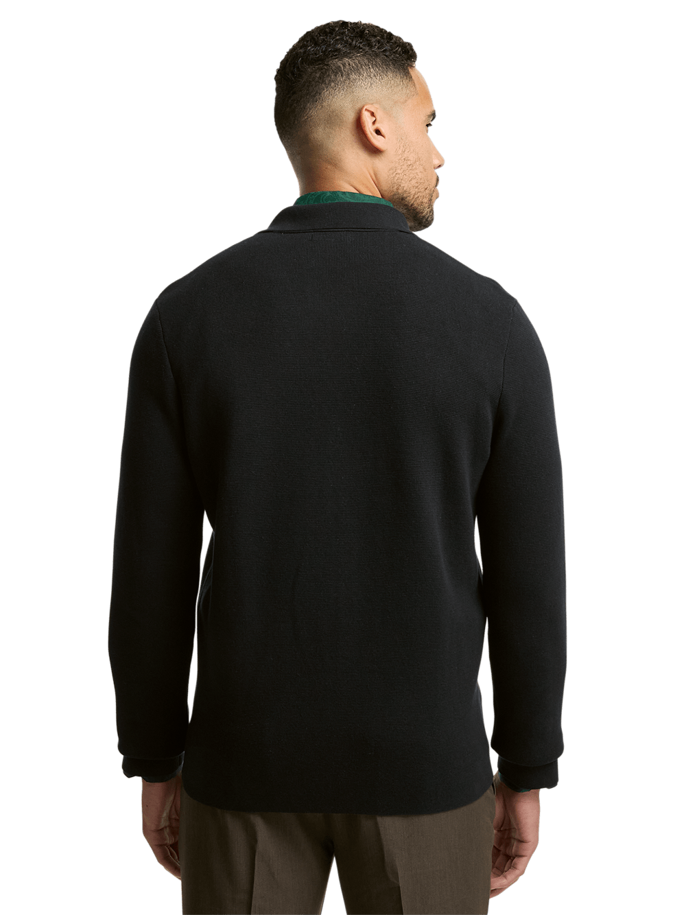 Cotton Notch Lapel Cardigan Sweater - Black – Paul Fredrick