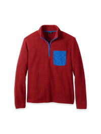 Long Sleeve Polar Fleece 1/4 Zip Mock - Burgundy/Cobalt