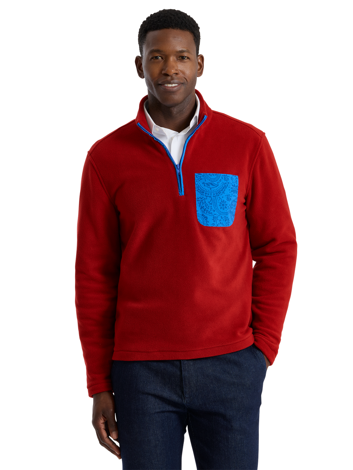 Alternate Shot of Men's burgundy/cobalt  Knitwear 