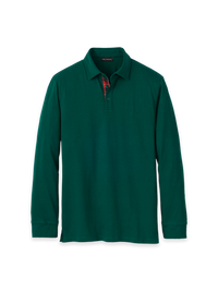 Cotton Jersey Three Button Polo With Red Plaid Trim - Green Multi