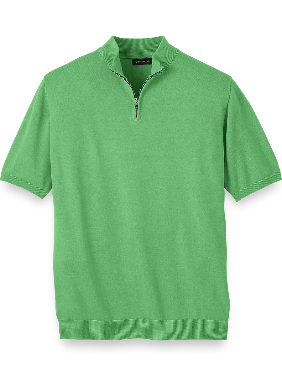 Cotton Quarter Zip Mock Neck Sweater - Light Green – Paul Fredrick