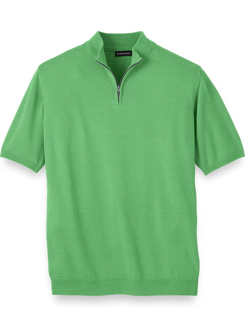 Cotton Quarter Zip Mock Neck Sweater - Light Green – Paul Fredrick