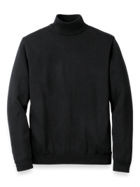 Supima Cotton Mock Neck Sweater - Black