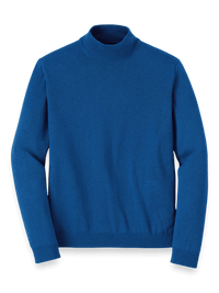 Supima Cotton Mock Neck Sweater - Blue