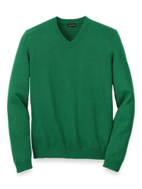 Supima Cotton V-neck Sweater - Green