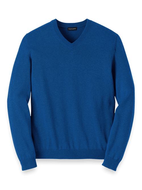 Lands' End Mens Supima V-Neck Sweater Black Regular Medium