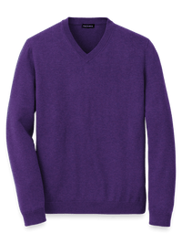 Supima Cotton V-neck Sweater - Purple
