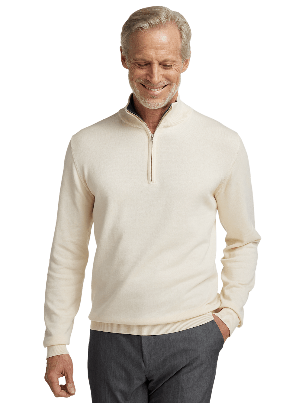 Alternate Image of Supima Cotton Quarter Zip Mock Neck Sweater-1