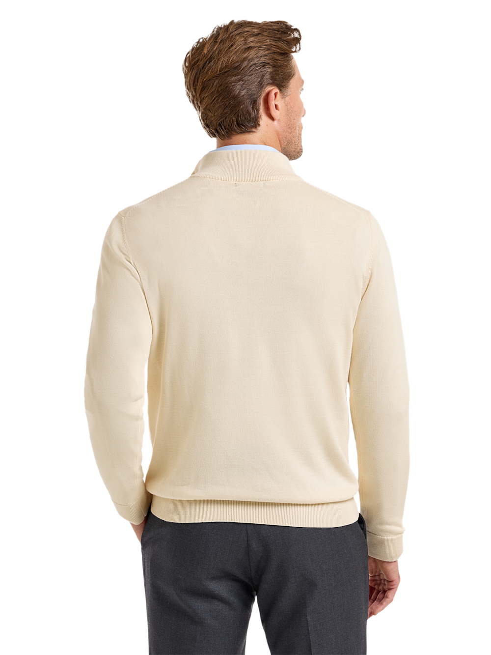 Alternate Shot of Men's Ivory Solid Knitwear  - 3