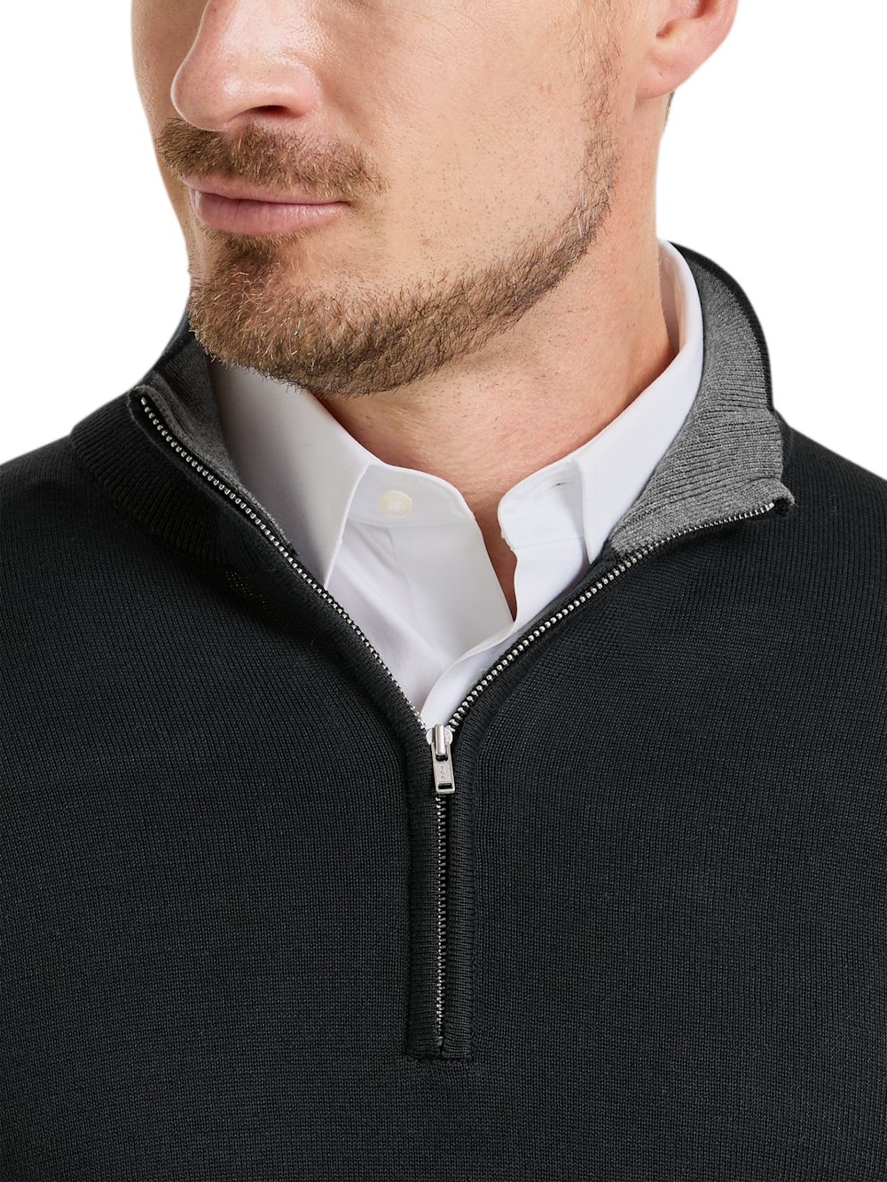 Alternate Shot of Men's Black Solid Knitwear  - 2