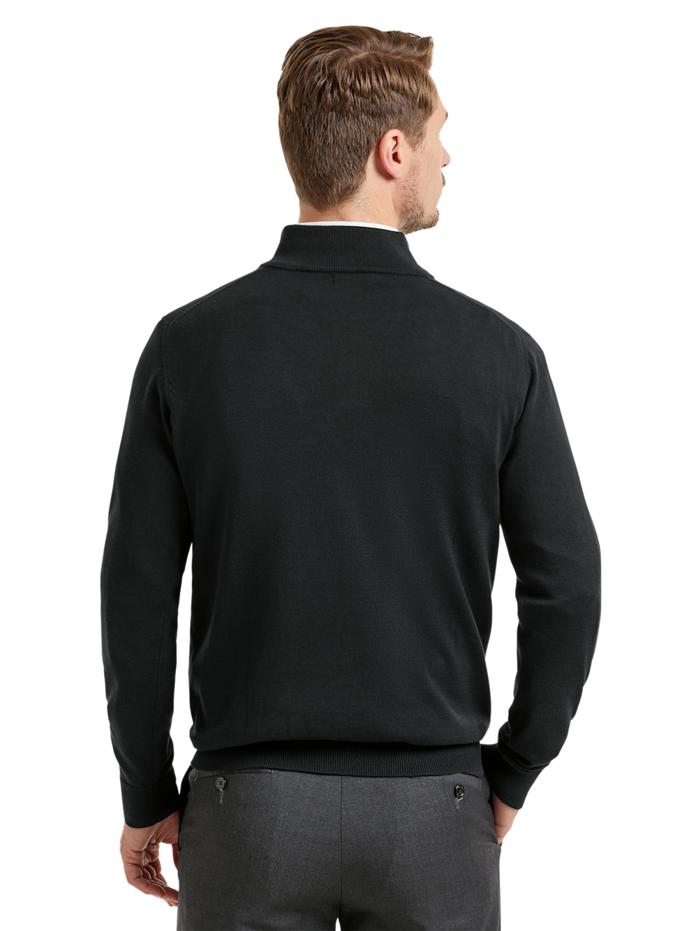 Alternate Shot of Men's Black Solid Knitwear  - 3