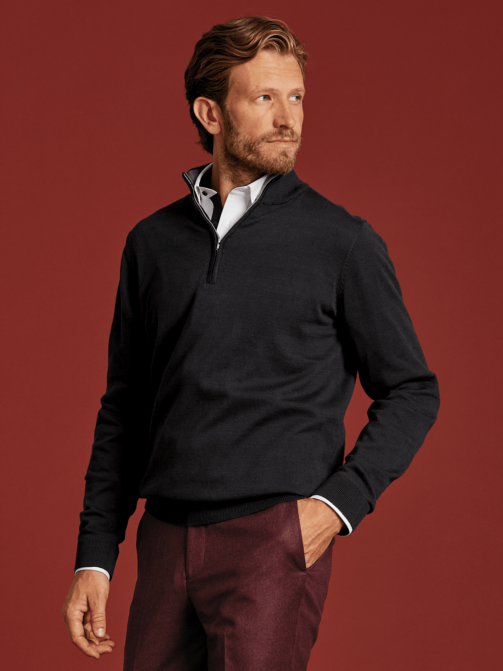Alternate Image of Supima Cotton Quarter Zip Mock Neck Sweater-6