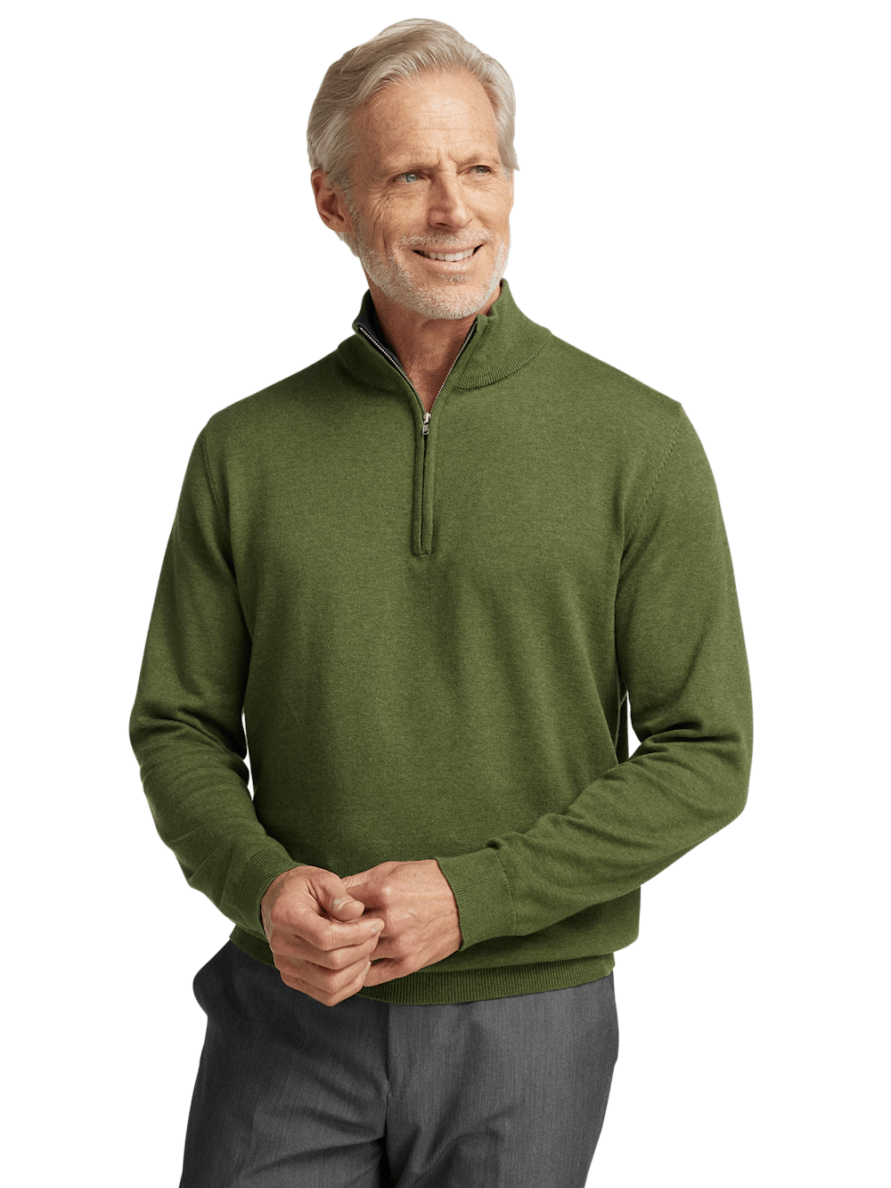 Alternate Image of Supima Cotton Quarter Zip Mock Neck Sweater-1