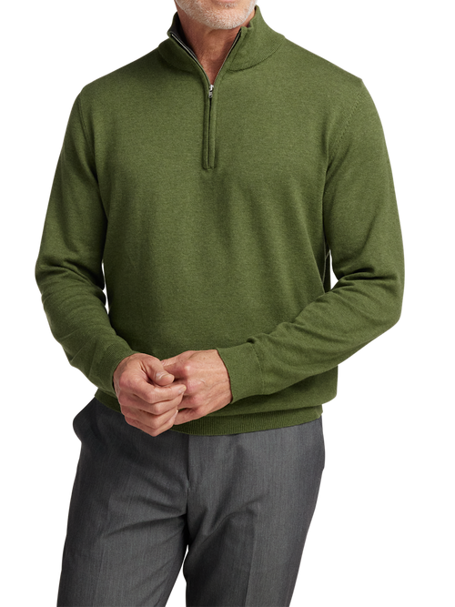 Supima Cotton Quarter Zip Mock Neck Sweater - Mustard – Paul Fredrick