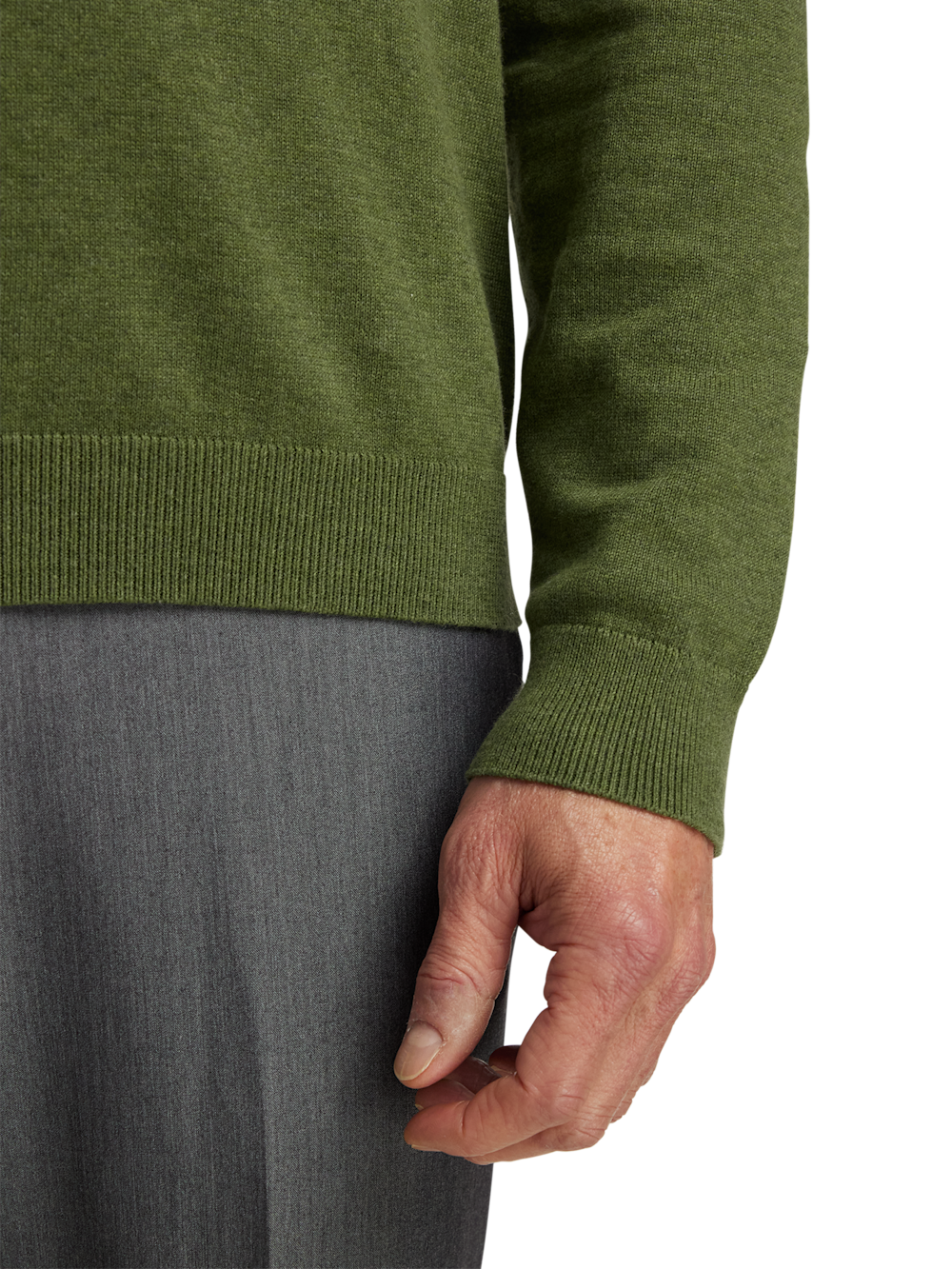 Alternate Shot of Men's Olive Solid Knitwear  - 3